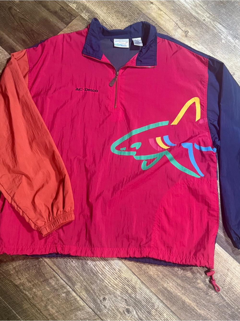Vint Greg Norman Collection Men's Colorblock Shark Windbreaker Red Navy & Orange